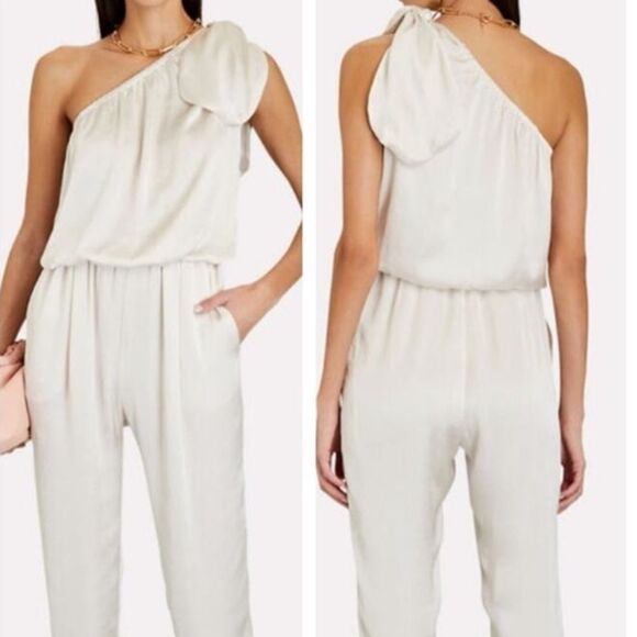 $395 New OVERLOVER Winona One-Shoulder Satin Jumpsuit |XS - Picture 4 of 9